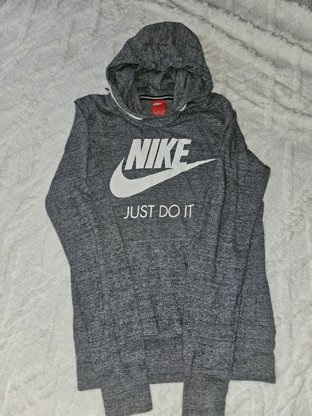 Nike Men’s Heather Gray Logo Hoodie Sweatshirt - Just Do It